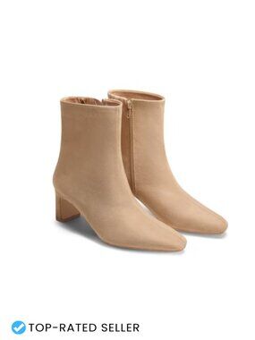 Women's Faux Suede Ankle Boots Chunky Heel Square Toe Side Zip Dress Booties
